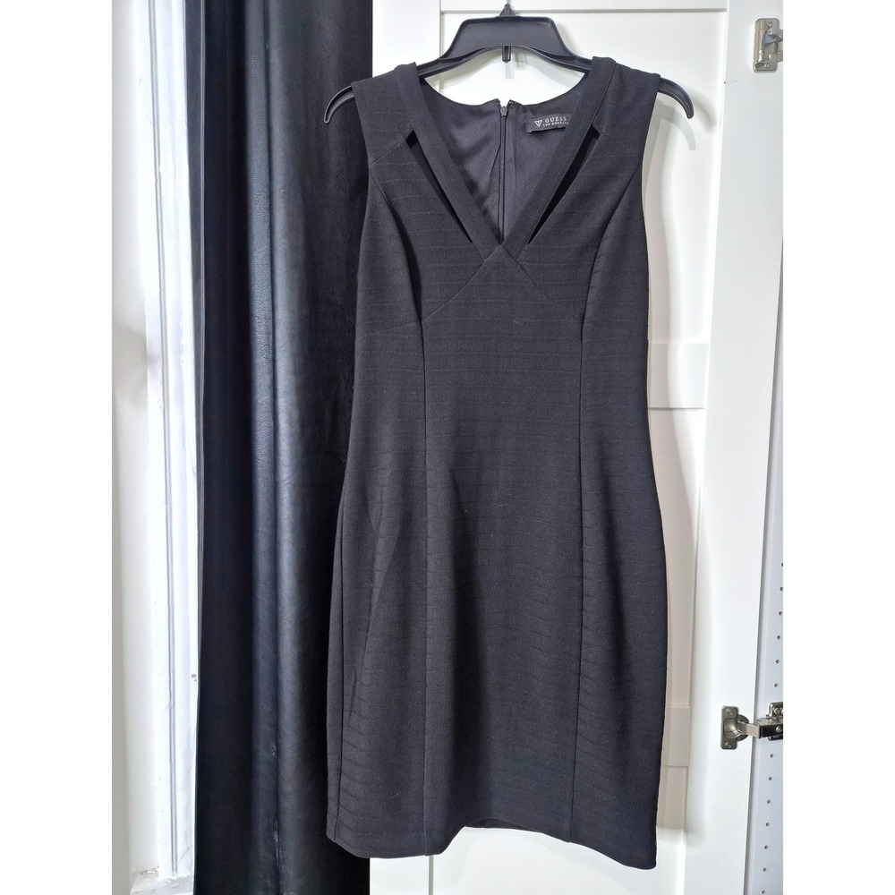 Guess Black Sleeveless Cutout V-Neck Sheath Dress Size 10